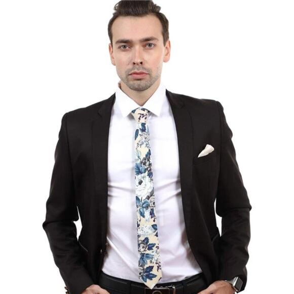 Men's Cotton Printed Floral Tie 2.56" 22 - Picture 2 of 3